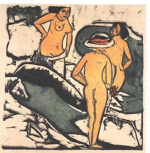 Ernst Ludwig Kirchner Bathing women between white rocks china oil painting image